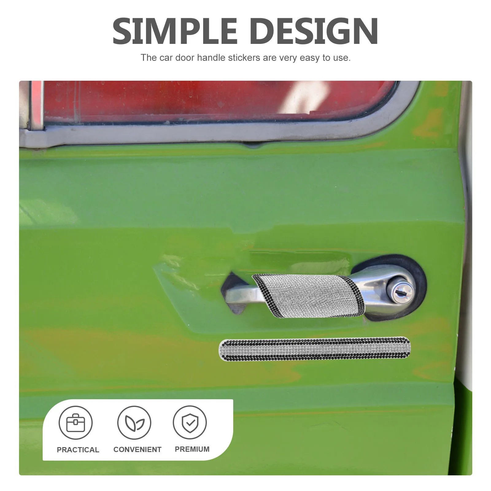 

1 set 1 Set Car Door Handle Stickers Bling Glitter Adhesive Strip Scratch Protection Decal For Vehicles Car Exterior Accessories