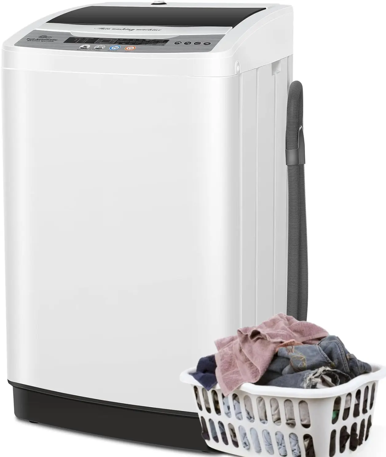 Petit lave-linge avec écran LED, 17,8 lb, 10 programmes et 8 sélections de recyclage d'eau, appartement, maison, dortoirs