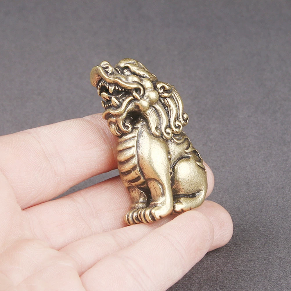 

Auspicious Beast Bronze Sculpture Pendant Desktop Brass Decor Animal Vintage Statue Small Metal Chinese
