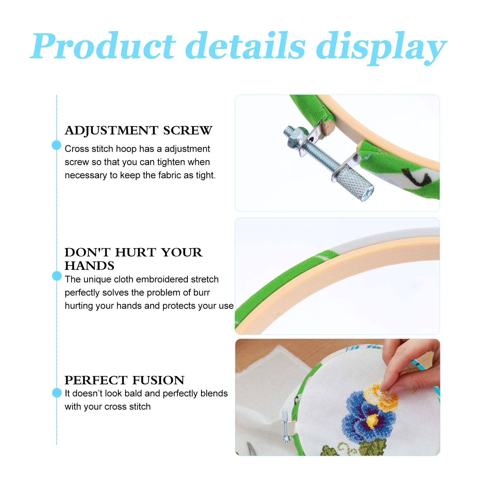 

Stitch Hoops Embroidered Floral Cloth Edge Framed Embroidery Ring Decorate Cross