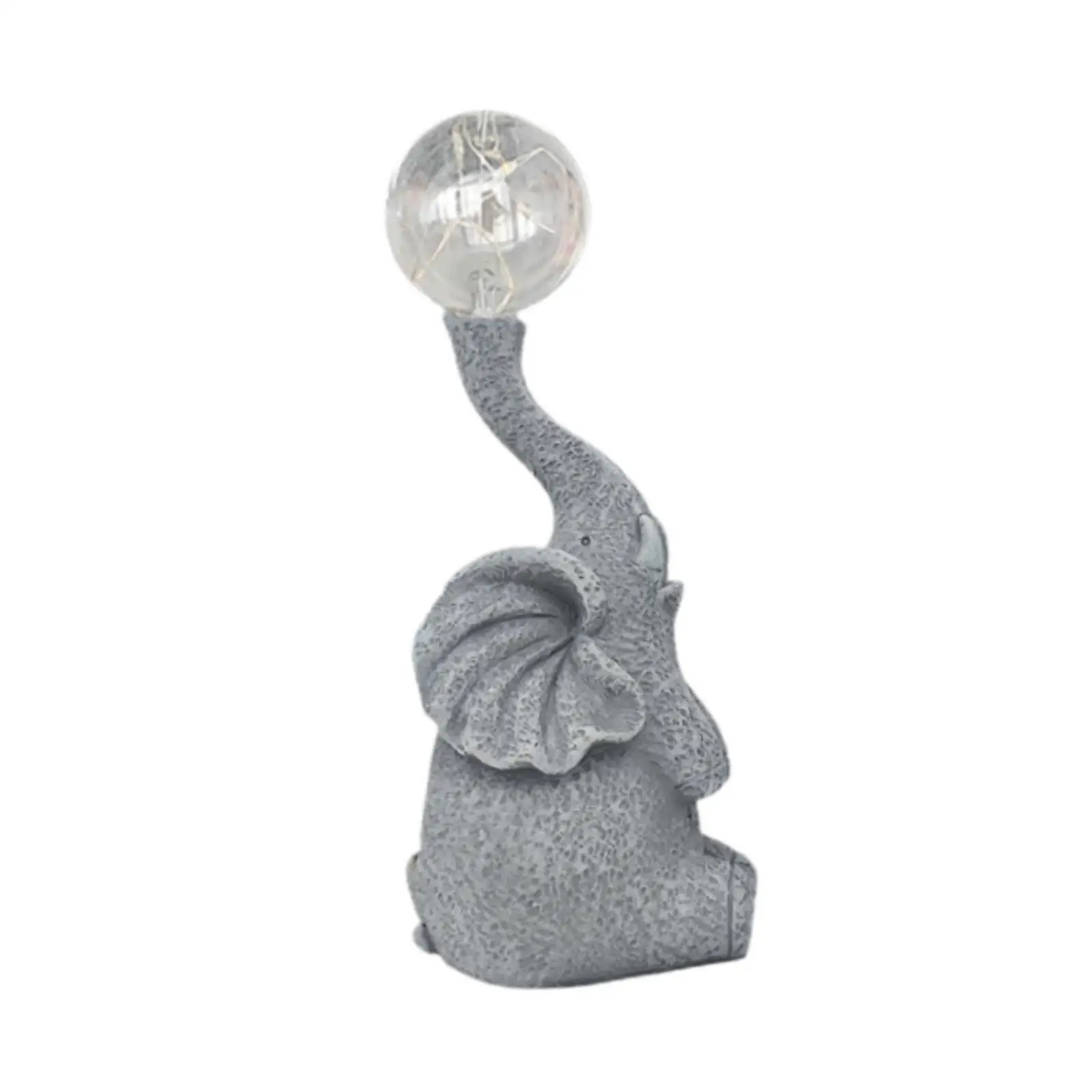 Outdoor Elephant Statue Resin Garden Sculpture Solar Figurine with Light Outdoor Decoration for Yard Patio