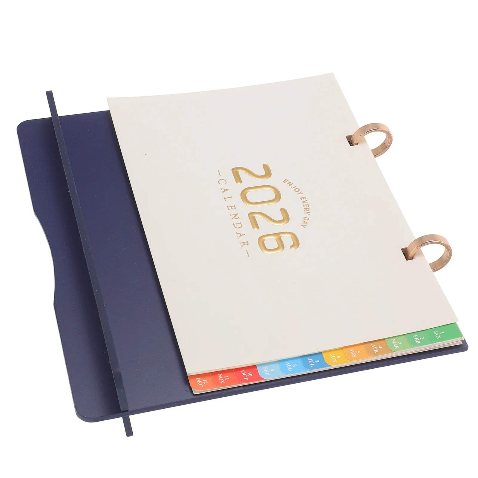 

2026 Wooden Standing Desk Calendar Flip Monthly Planner Desktop Yearly Planner Colorful Tabs Red Office Desktop Memo Calendar
