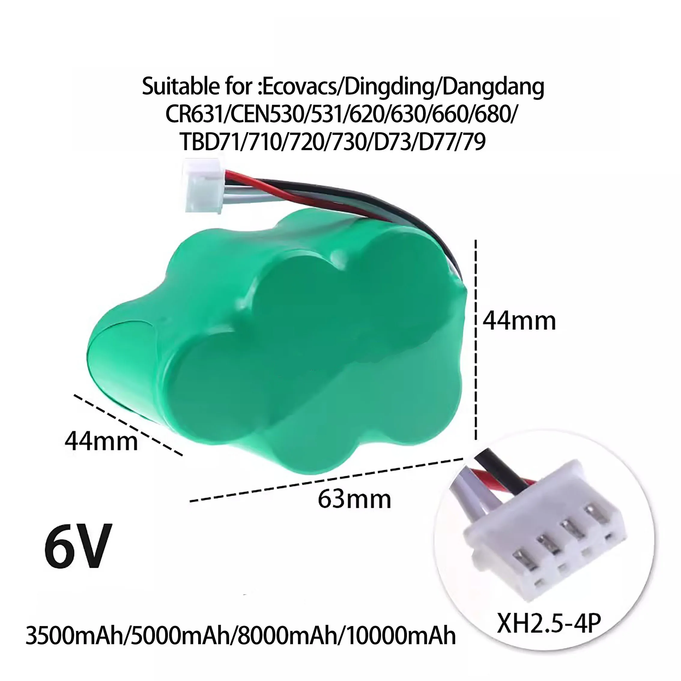 

6V for Ecovacs Deebot 6000mAh Replacement NI-MH Battery for CR631/CEN530/531/620/630/660/680/TBD71/710/720/730/D73/D77/79