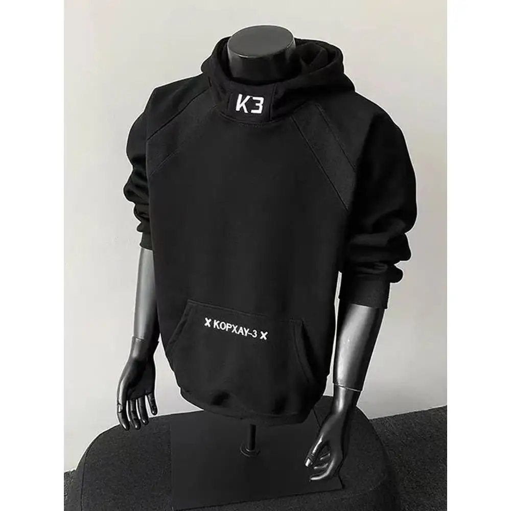 

Мужская толстовка свободного кроя с капюшоном, повседневная, спортивная, в американском стиле, весна-осень, из плотной полиэстеровой ткани, с длинным рукавом