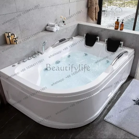 2 Person whirlpool Acrylic Massage Bathtub Hotel Luxury Bath Freestanding Hydromassage Indoor Rectangle Bathtub
