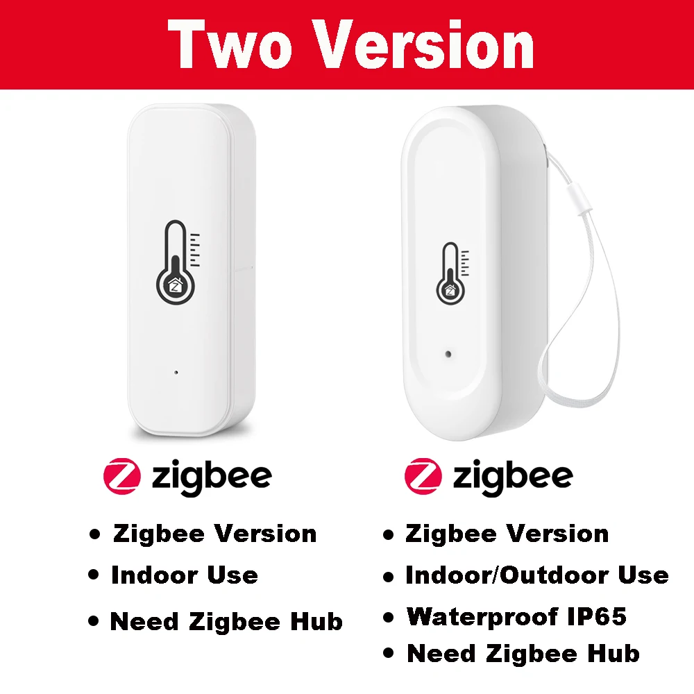 Tuya ZIgbee داخلي أو IP65 مقاوم للماء مستشعر درجة الحرارة والرطوبة في الهواء الطلق مقياس حرارة منزلي متوافق مع Alexa Google Home Voic