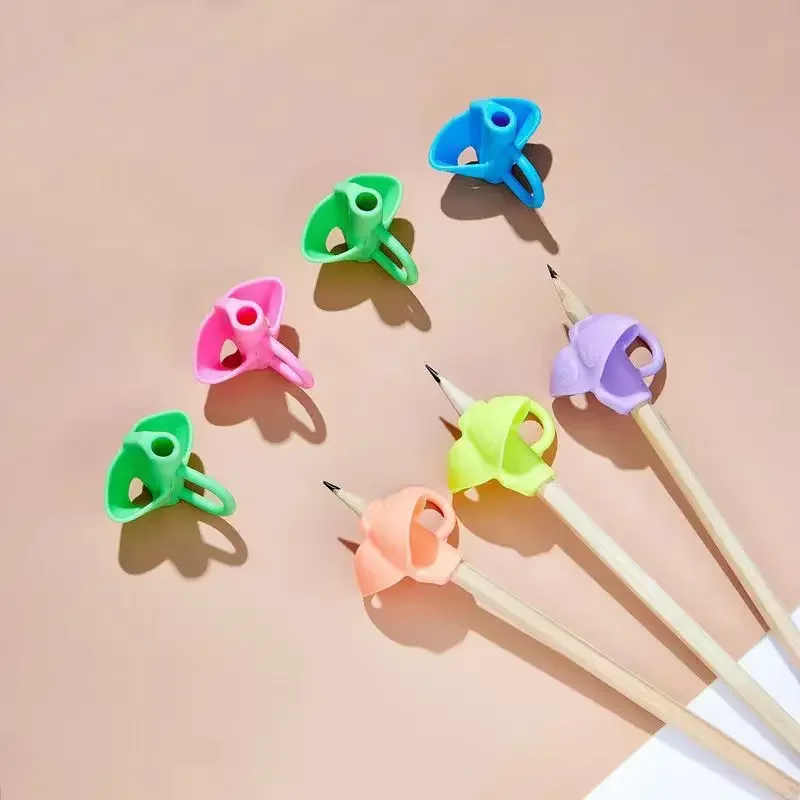 3 Finger Silicone Pencil Pen Holder Children Writing Learning Tool Stationery Aid Grip Posture Correction Device Random 1 Pcs