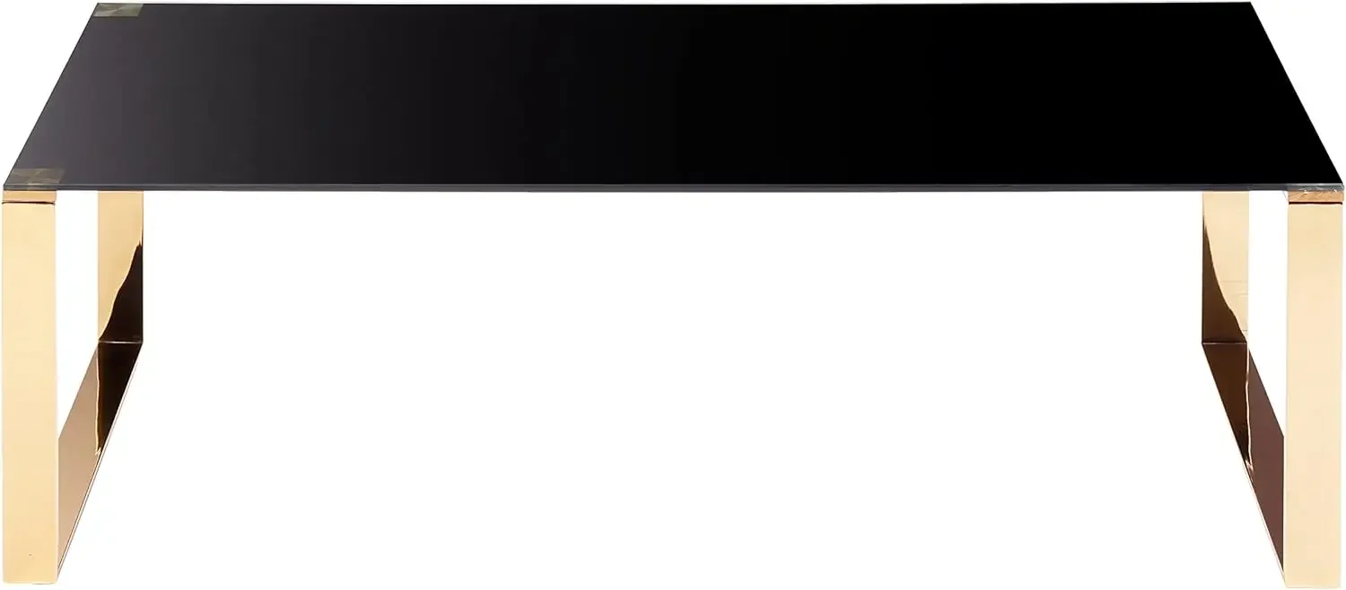 Meja kopi remmini, logam emas dan kaca hitam