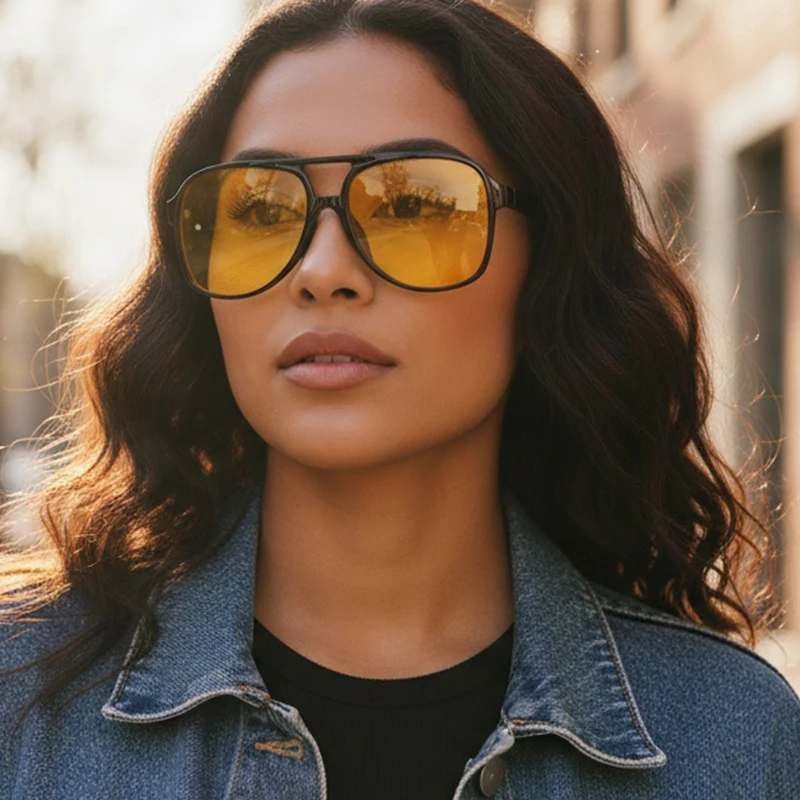 Europäische und amerikanische Mode-Doppelstrahl-Retro-Sonnenbrille, vielseitige Piloten-Sonnenbrille mit quadratischem Rahmen, Piloten-Sonnenbrille 2157