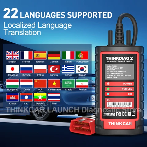 THINKCAR ThinkDiag 2 Полная система протокол Canfd 15 Служба сброса 1 год Бесплатный диагностический инструмент OBD2 Двунаправленное кодирование ECU