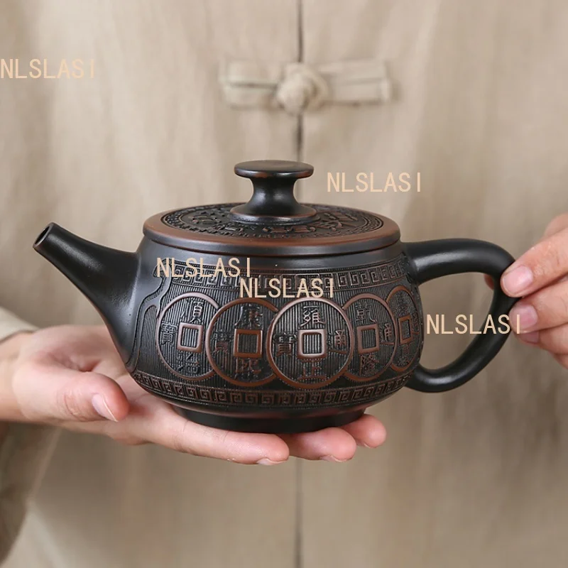 

Jianshui Purple Pottery Carving Teapot Hand Painted Antique Relief Teapot Household Teapot Kungfu Tea Set Kettle