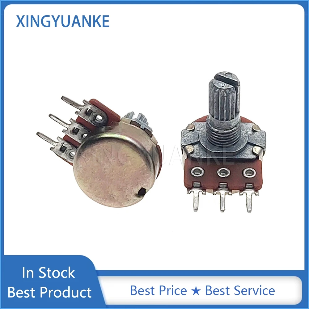 3PCS WH148 Single Potentiometer 16 Type 3-Pin C500K Audio Amplifier Adjustable Potentiometer Flower Shaft Length 15MM