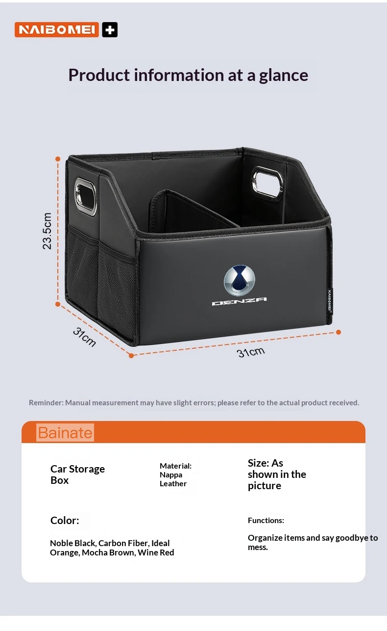 Auto-Kofferraum-Aufbewahrungsbox, Für DENZA B5 B8 D9 X, N7, N8 D9 2024 2025 2026 Leder-Aufbewahrungsbox, Faltbarer Organizer Auto-Zubehör – Detail 10