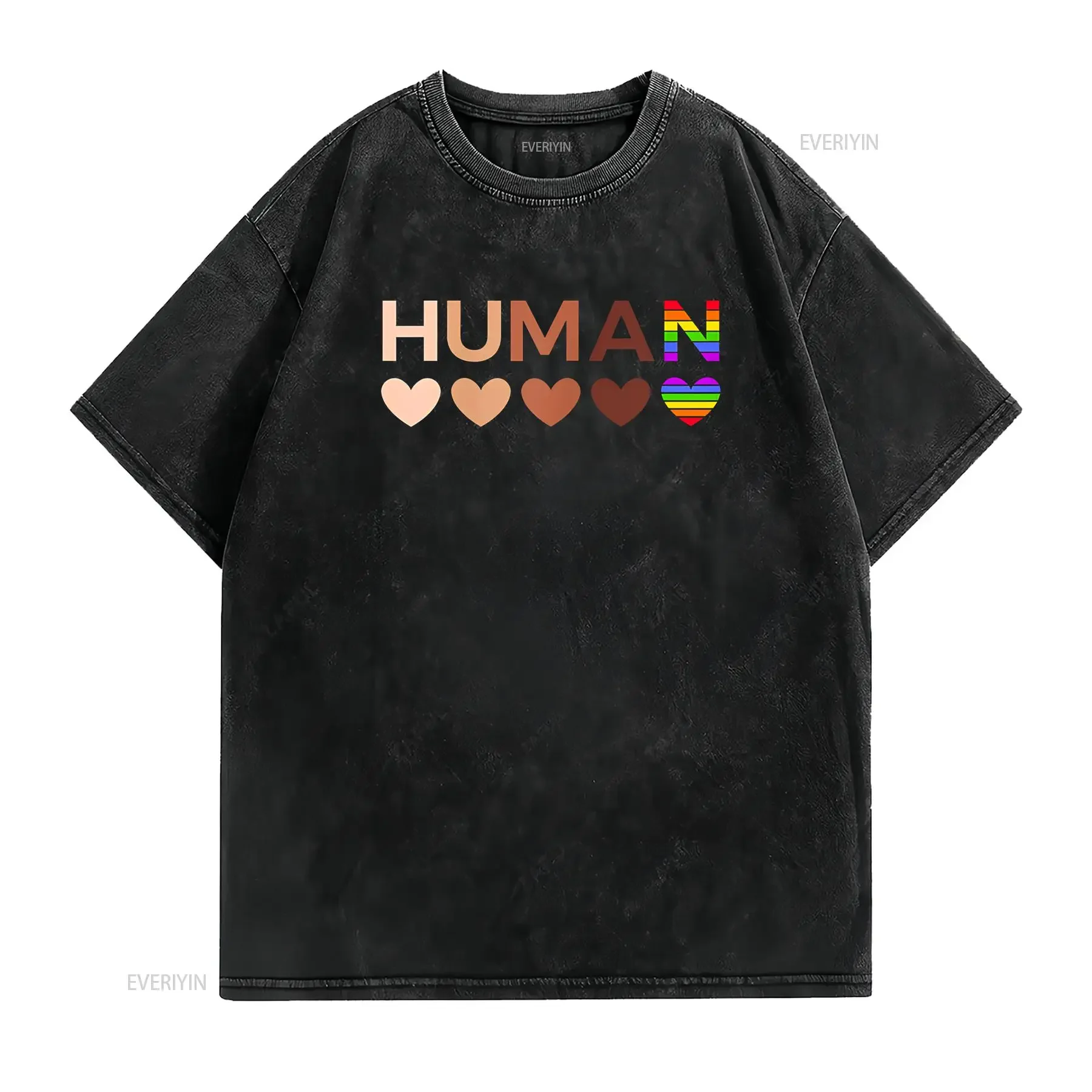All Inclusive Hearts for Racial Justice Human Equality T Shirt vintage Washed Slightly Comfortable fashion streetwear homme