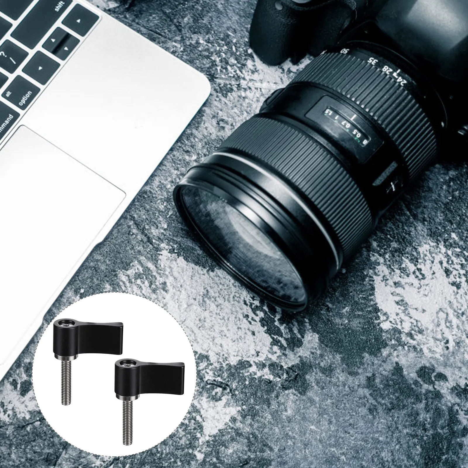 2Pcs 7-Shaped Adjustment Screw Aluminum Alloy Rotating Knob Locking Handle Screw for Camera Gear Tripod Mount L-Type Fastener