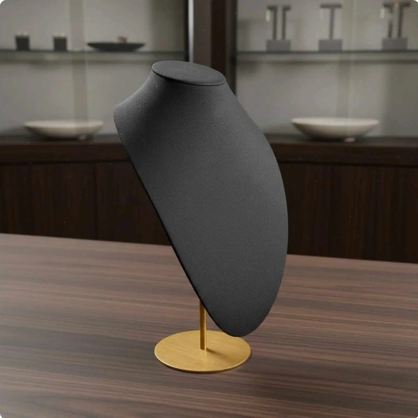 Jewelry Display Stand Adjustable Bust Necklace Holder Mannequin PU Leather Showcase for Jewelry Exhibition