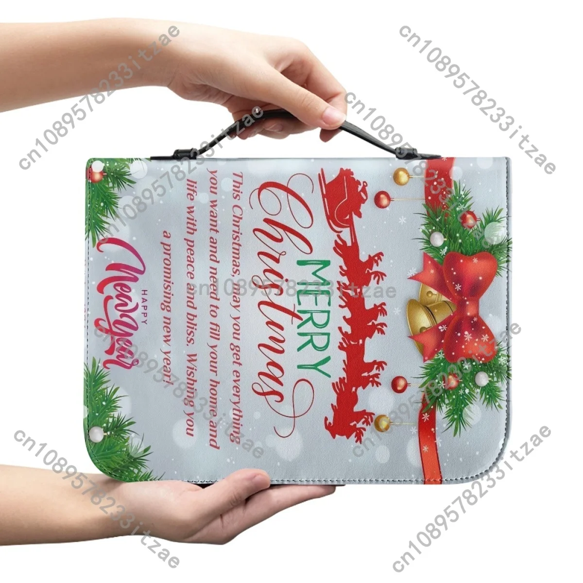 Women's Bible Bag Christmas Blessing Print Handbags for Lady Christianity Portable Study Book Holy Storage Boxes Christmas Gifts