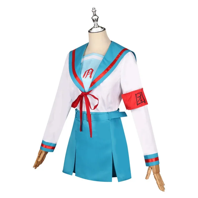 

CySuzumiya Haruhi Cosplay Costume Anime The Melancholy of Haruhi Suzumiya Cosplay Dress Wig Women Girls Jk Uniform Top Skirt Sui
