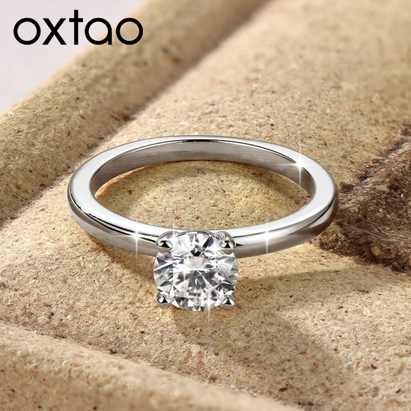 

OXTAO Роскошные обручальные кольца с муассанитом 1.0CT, подарочные кольца на годовщину, женские ювелирные украшения, серебряные и золотые кольца для брака