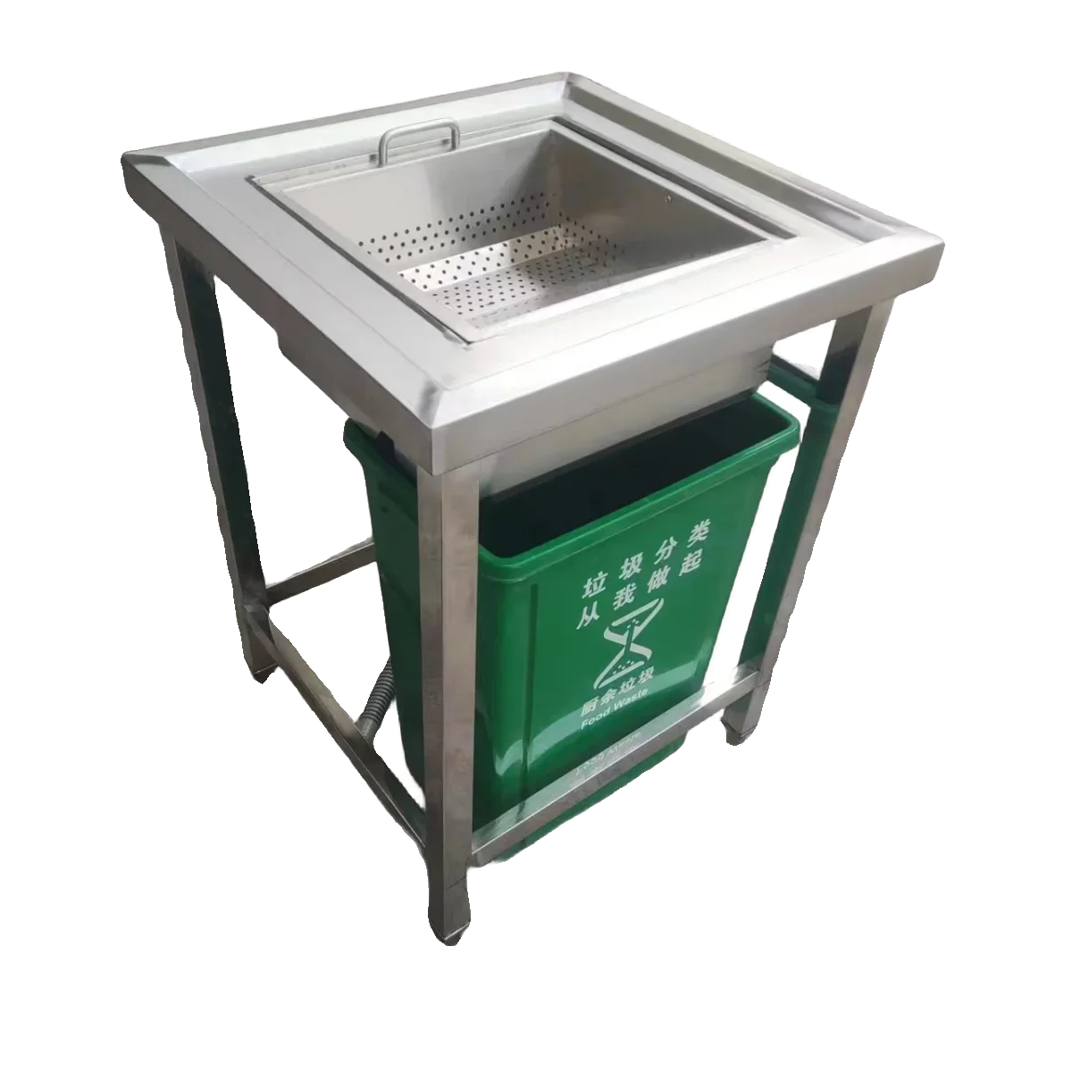 Stainless steel dry and wet separation, swill separation and residue collection table, noodle house food waste canteen special