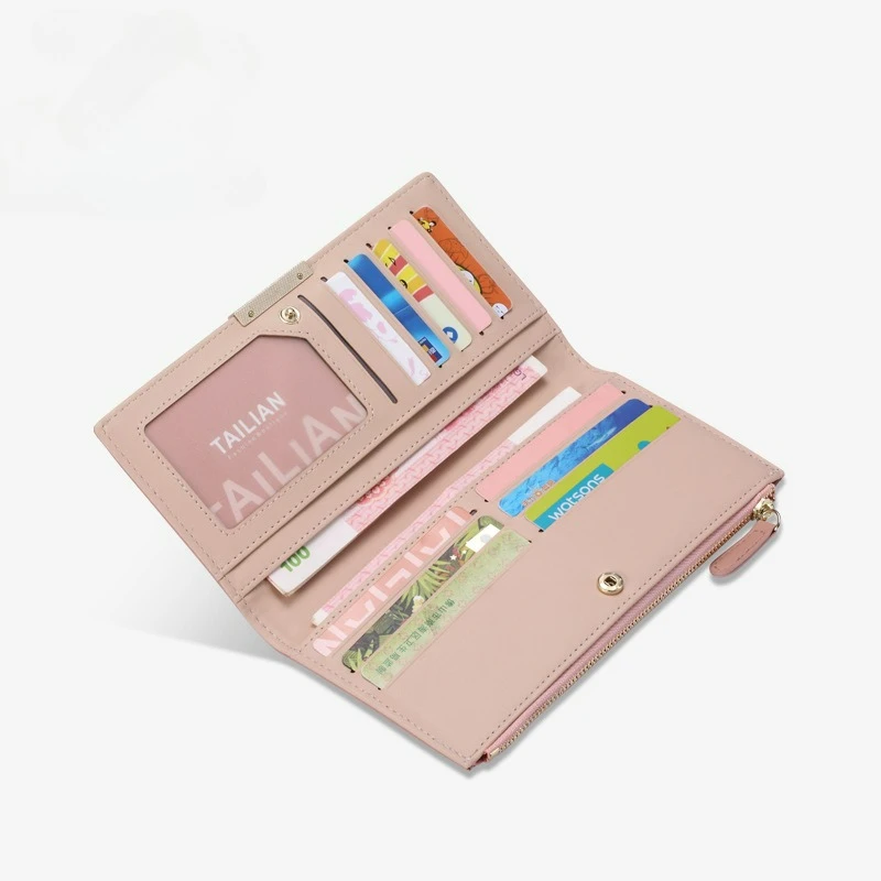 محفظة نسائية طويلة، فتحة متعددة للبطاقات، حقيبة بسحاب، محفظة نسائية