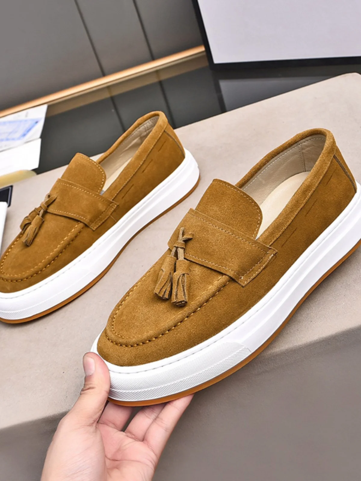 

Мужские кожаные лоферы без шнуровки с низким верхом Driving oes, дышащие удобные летние туфли на плоской подошве Casual oes Youth Trend