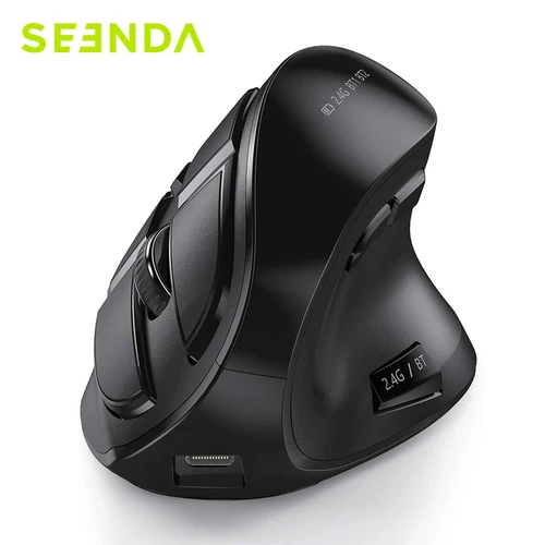 Seenda-ratón inalámbrico ergonómico Vertical, recargable, Bluetooth 5,0, 3,0, 2,4G, USB, para ordenador, portátil, PC, Mac, iPad, oficina