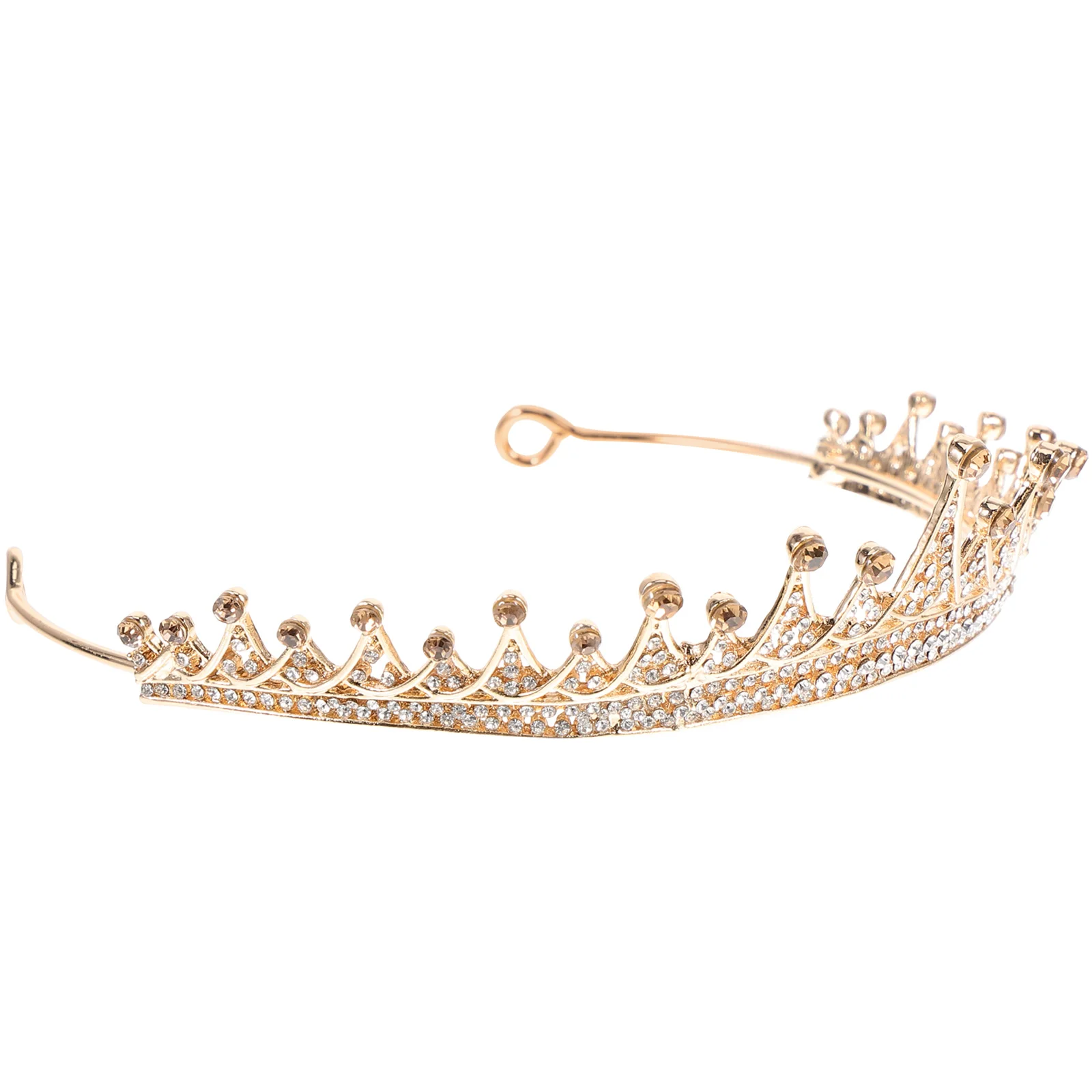 

Crystal Crown Headband Bridal Tiara Wedding Hair Accessory Gold Plated Rhinestone Elastic Fit For Brides Women Formal Occasions