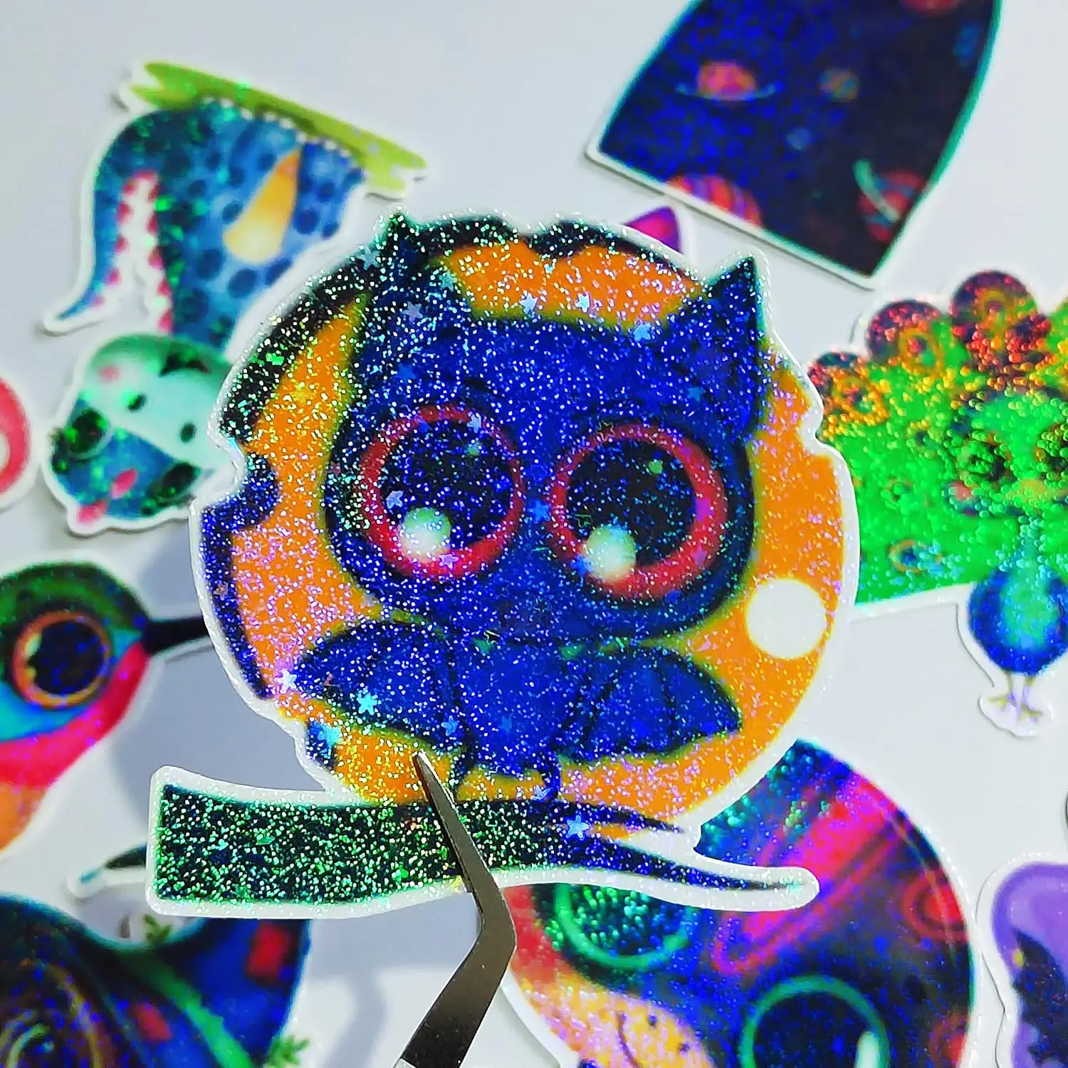 50 Stück Holographische Sand-Stern Vinyl-Aufkleber Transparent 7,4 X 10,5 cm Selbstklebende Überlagerungsfolien zum Laminieren – Detail 5