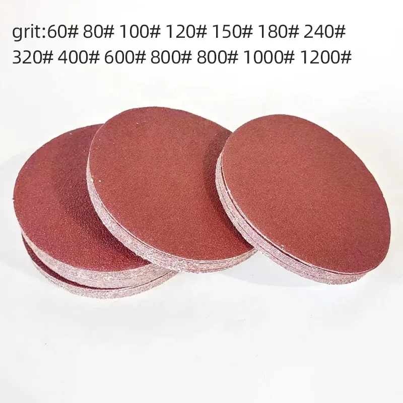 قرص صنفرة 5 بوصة أحمر بدون ثقوب بخطاف وحلقة ورق صنفرة 60-1200 حصى ورق رمل جاف لآلة الصنفرة المدارية، تلميع المعادن الخشبية