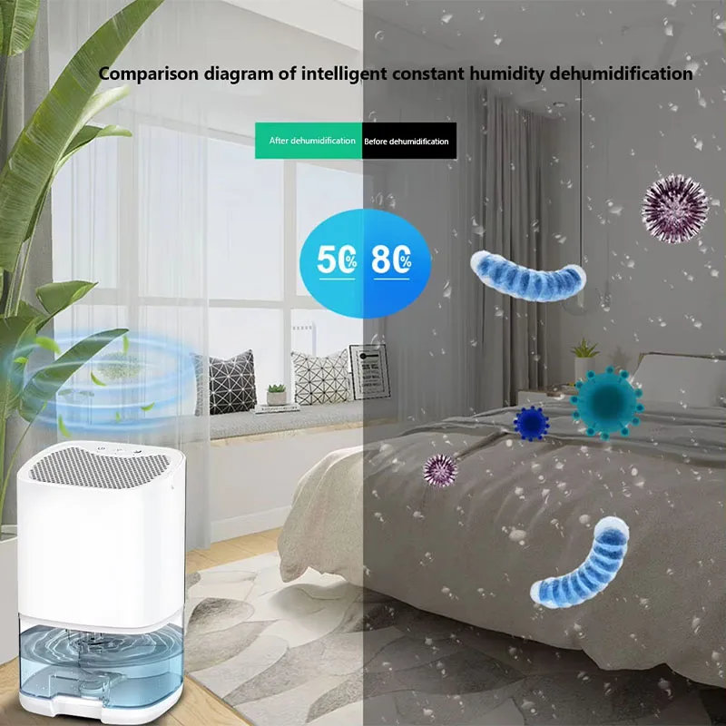 Eu/American plug portable silent air dehumidifier moisture absorption air dryer home bedroom office kitchen deodorizing dryer image 6