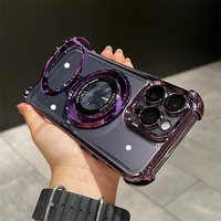 Wireless Charging Magsafe Ring Bracket Case For iPhone 17 Air 11 12 13 14 15 16 Pro Max Plus X XR XS Transparent Magnetic Cover