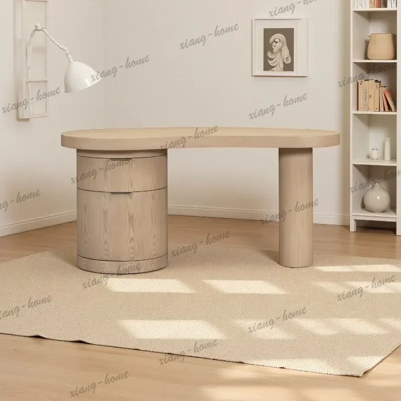 Medieval style desk household special-shaped advanced desk color matching curved solid wood writing desk study table