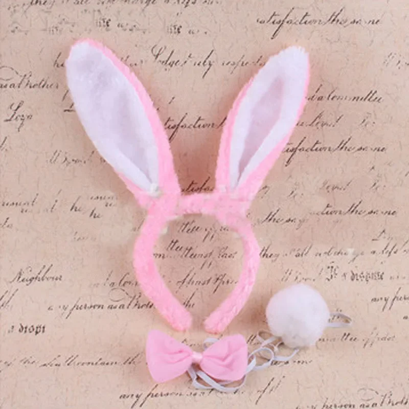 大人子供ぬいぐるみ女性ふわふわウサギの耳カチューシャテールネクタイ誕生日パーティーコスプレ衣装イースターハロウィンクリスマス