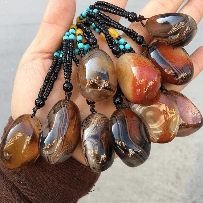 Random Natural Agate Original Stone Pendant, Car Hanging Original Stone Necklace
