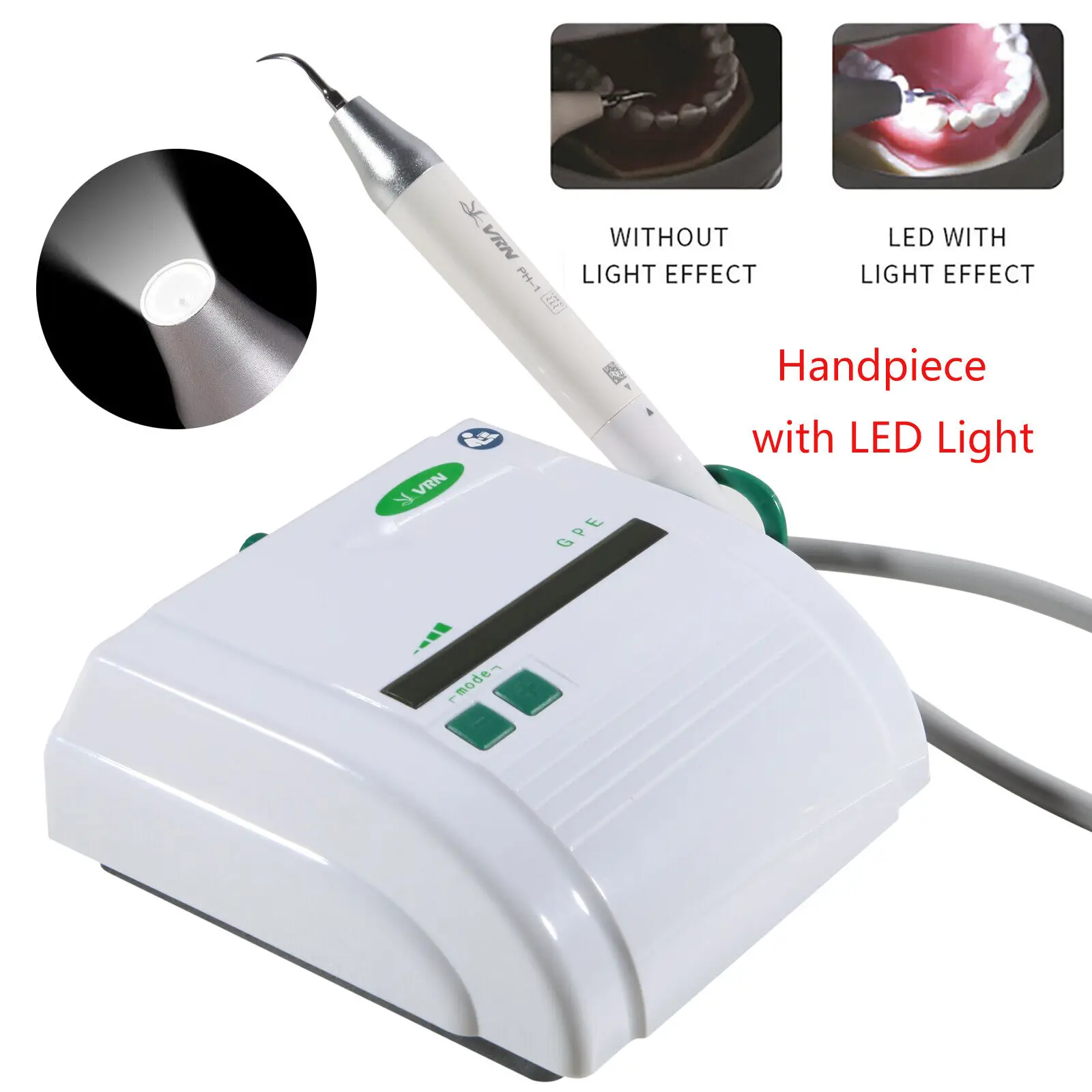 Escarificador ultrasónico Dental, pieza de mano desmontable Autoclavable con 5 puntas de piezas, compatible con EMS + LED, VRN