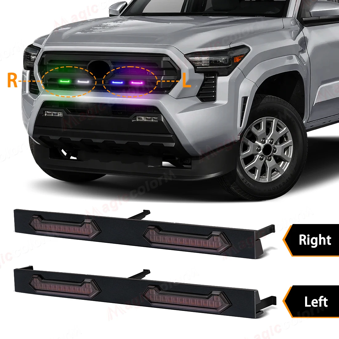 

Colorful APP Control Grille Lights For Toyota Tacoma SR5 SR 2024 2025 LED Car Grill Front Bumper Warning Daylight RGBW DRL 12V