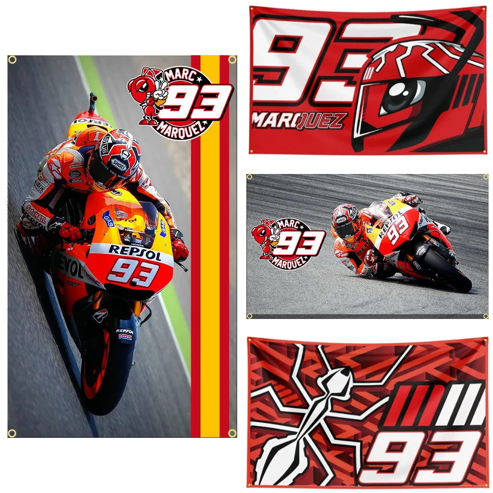 FLAGDOM 90 x150cm 3X5Ft Marquezs Motorcycle Flag Polyester Printed Racing Gp 93 Banner For Decor