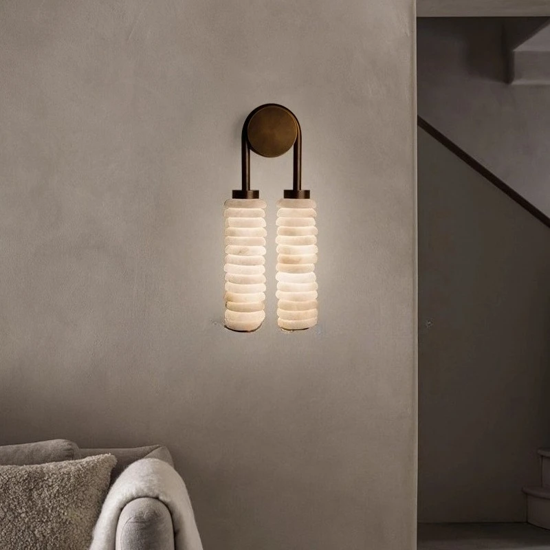 Popular Style Spanish Natural Marble Wall Lamp Design Hotel Highend Atmosphere Living Room Bedroom Bedside Lighting Fixtures