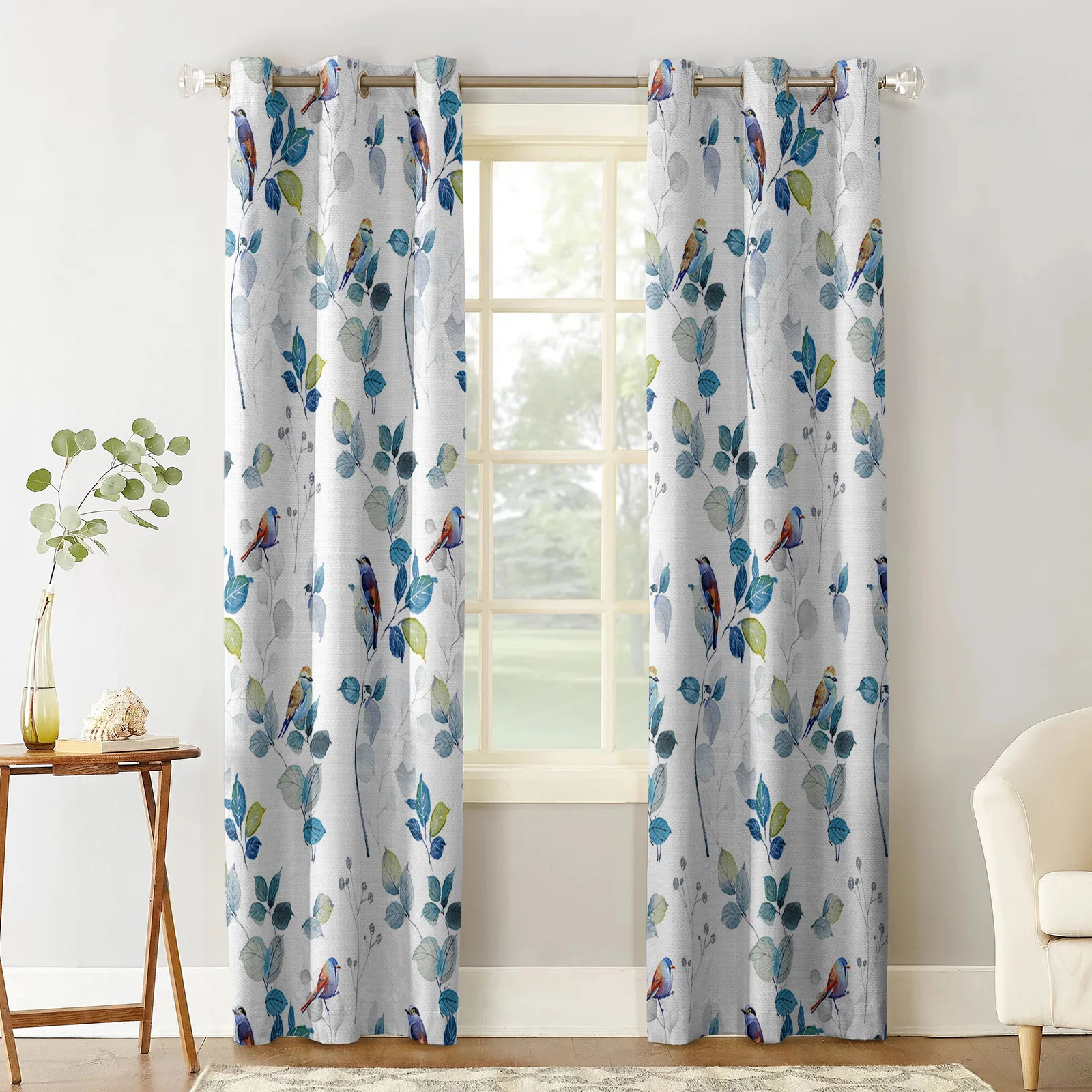 Leaf American Country Wind Leaf Mockingbird Window Curtain Living Room Kitchen Curtain Panel Blackout Curtains For Bedroom