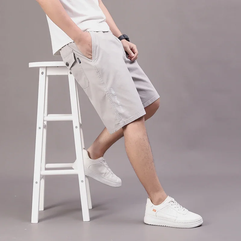 

Новые мужские хлопковые шорты-карго, повседневные модные свободные прямые армейские зеленые шорты-карго, хлопковые удобные шорты для пляжного бега