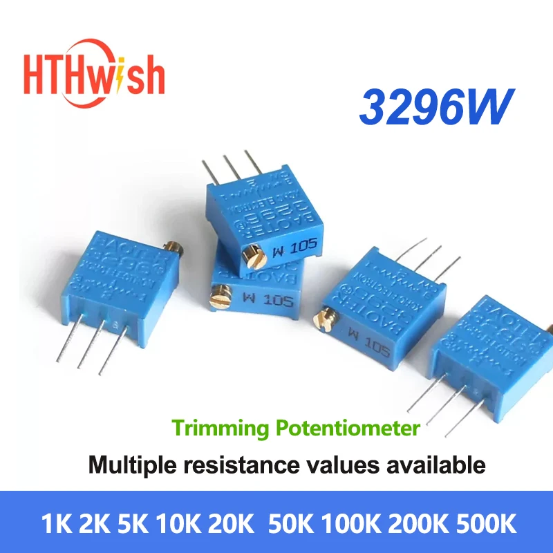 10PCS 3296W Multi-turn Adjustable Potentiometer 2K 1K 5K10K 20K50K 100K 200K 500K 1M Trimpot Trimmer Potentiometer