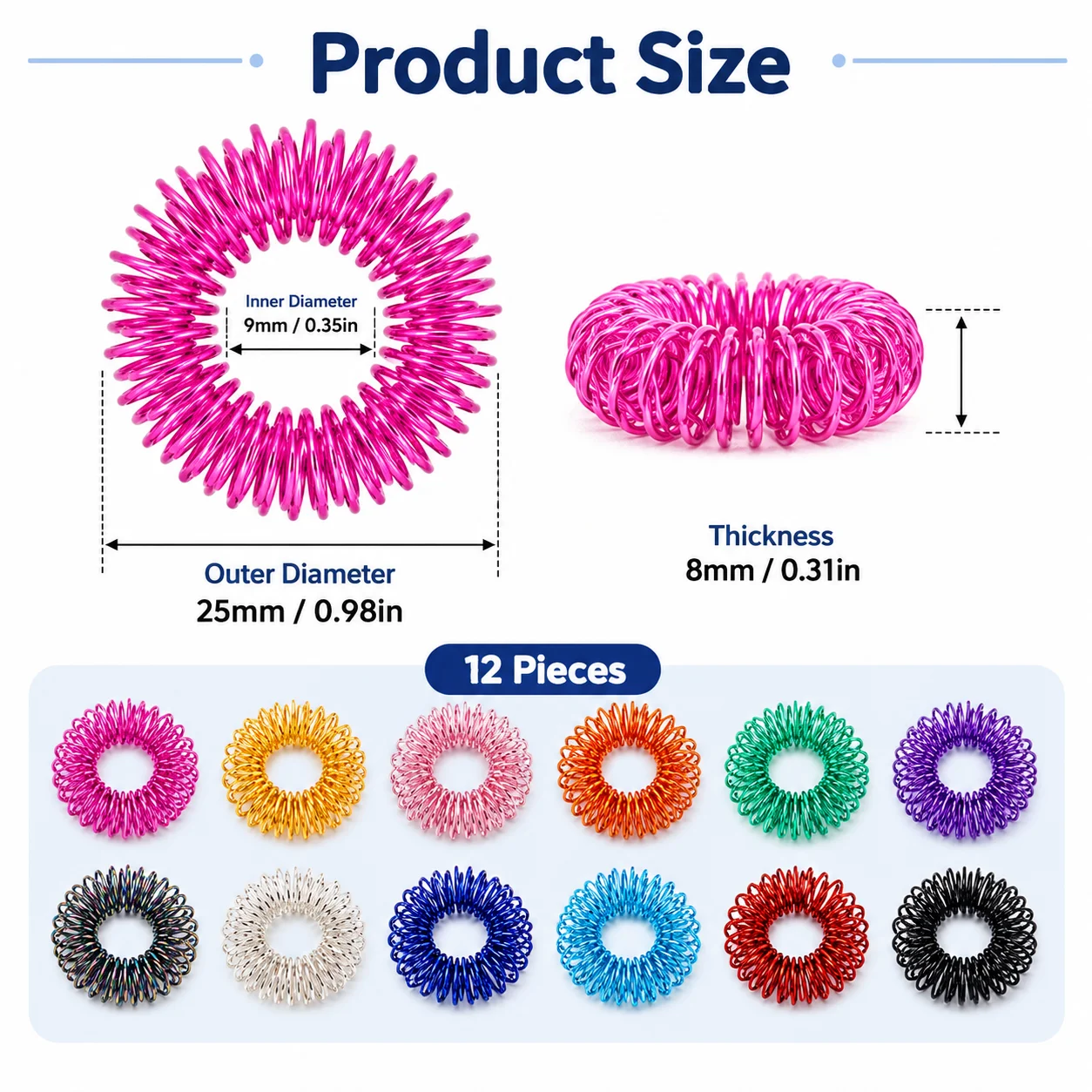 5/12Pcs Finger Roller Massage Ring Random Color Spiky Acupressure Finger Roller for Stress Relief Hand Fidget Roller Toy