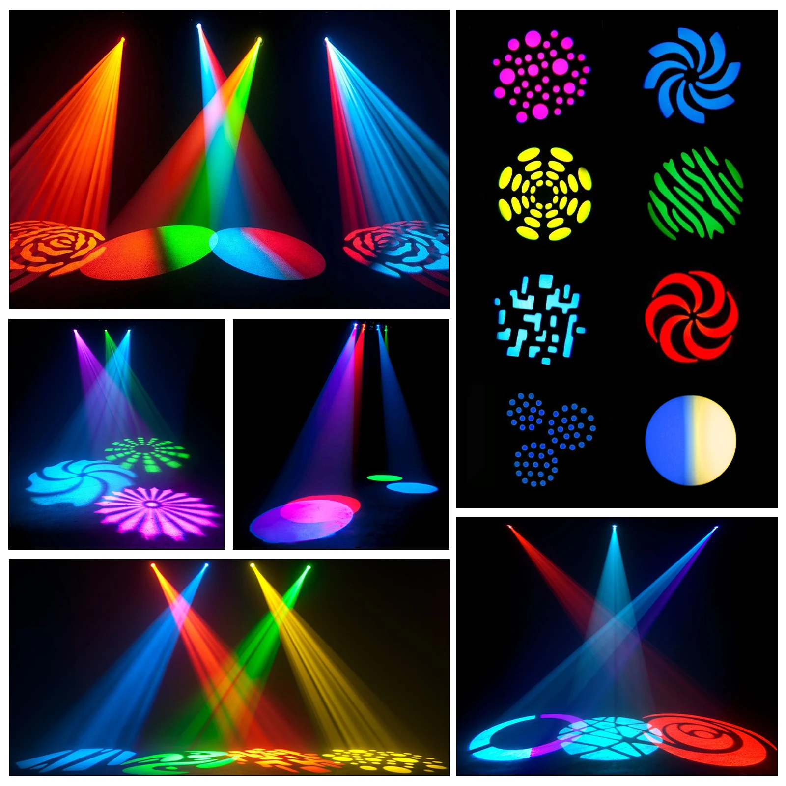 U'King 30W RGBW LED Moving Head Light 8Gobos 14Colors Stage Light DMX512 Spotlights Sound Activated for DJ Party Stage Lighting