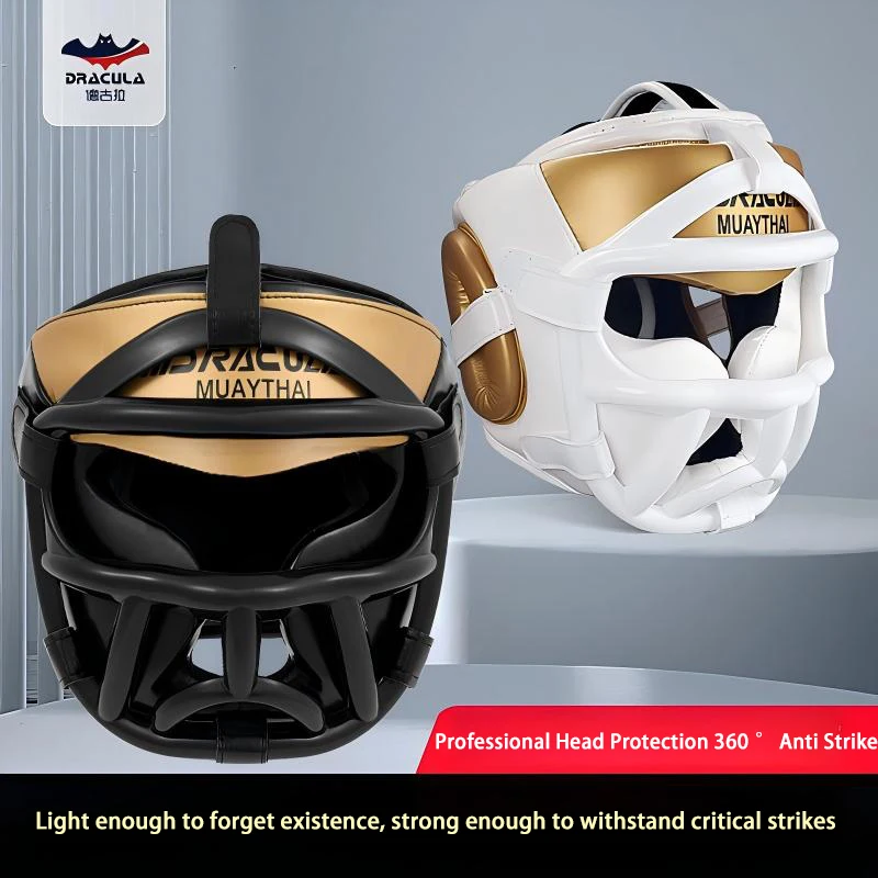 Boxing Helmet Face Mask, Sanda Head Guard for Adults and Children, Combat, Muay Thai, Taekwondo Training Closed Face Headgear