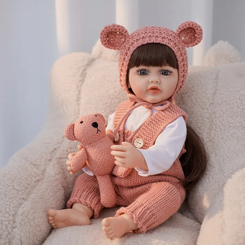 22-Inch Handmade High-Quality Soft Vinyl Silicone Rebirth DollQ22 Comforting Early Education Doll 3D Painted Realistic Baby Doll