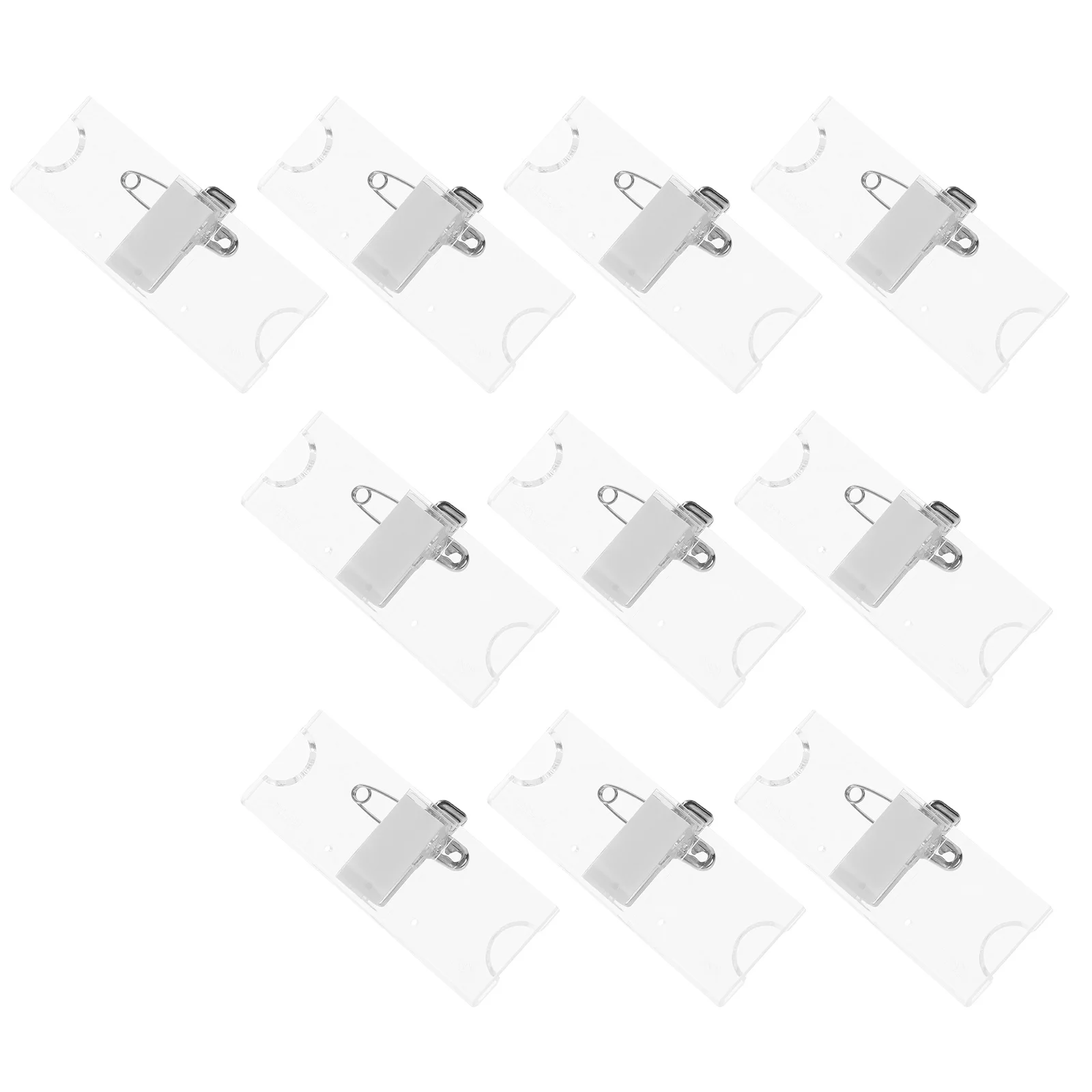 

10pcs Name Badge Holders Transparent Acrylic Work Badge Holder Id Card Holder For Office School Hotel Staff Employee Tag Holders