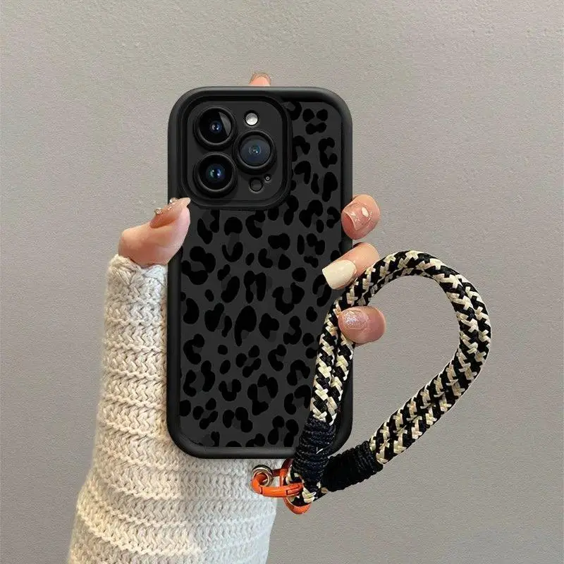 Leopard Print Lanyard Wrist Chain Case For Infinix Note 30 40 Pro Zero 30 Hot 40i Smart 8 7 TECNO SPARK20 Cover Funda Silicone