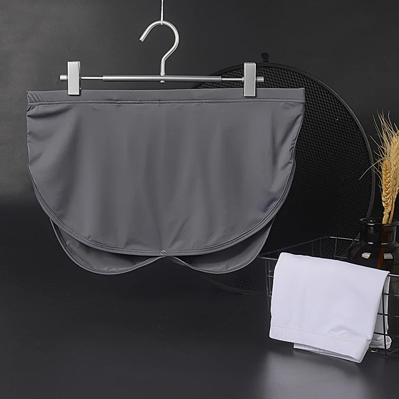 

Ice Silk Mens Boxer Shorts Leisure Loose Cozy Arrow Pants Underwear Solid Color Button Open Sexy Panties Homewear Underpants