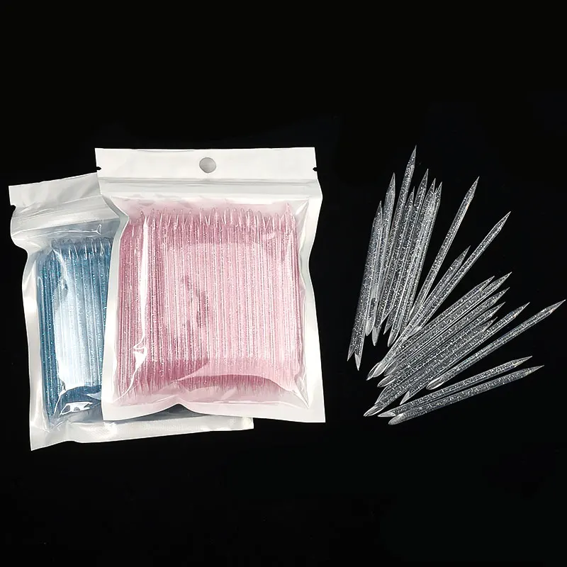 7,5cm 100 Stück Glitzer-Kristall Kurze Nagelhautschieber Maniküre-Pediküre-Werkzeuge Einweg-Nagelkunst-Nagelhautschieber